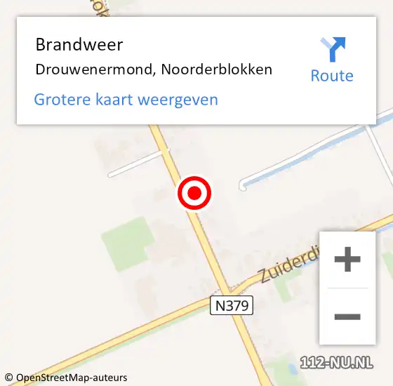 Locatie op kaart van de 112 melding: Brandweer Drouwenermond, Noorderblokken op 20 augustus 2022 20:23