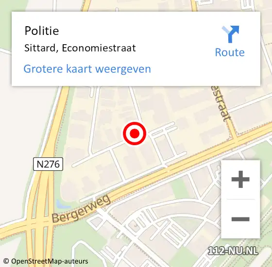Locatie op kaart van de 112 melding: Politie Sittard, Economiestraat op 20 augustus 2022 20:27