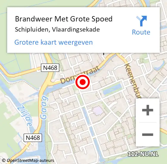 Locatie op kaart van de 112 melding: Brandweer Met Grote Spoed Naar Schipluiden, Vlaardingsekade op 20 augustus 2022 20:31