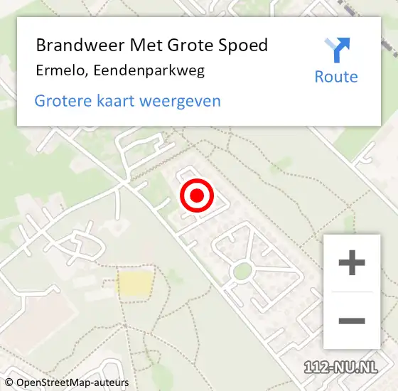 Locatie op kaart van de 112 melding: Brandweer Met Grote Spoed Naar Ermelo, Eendenparkweg op 20 augustus 2022 20:44