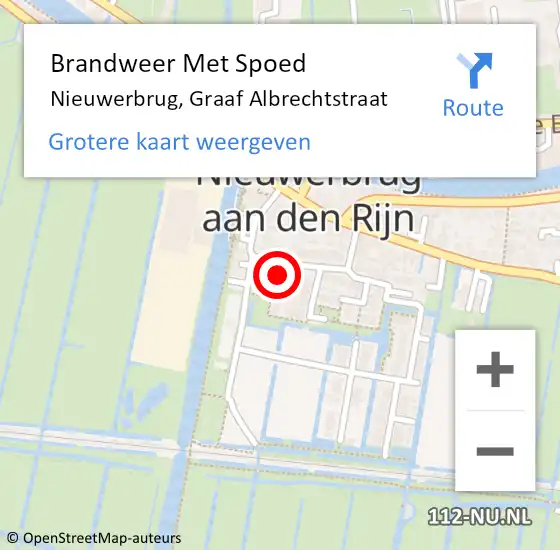 Locatie op kaart van de 112 melding: Brandweer Met Spoed Naar Nieuwerbrug, Graaf Albrechtstraat op 20 augustus 2022 20:44