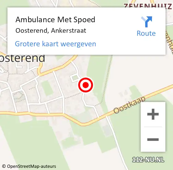 Locatie op kaart van de 112 melding: Ambulance Met Spoed Naar Oosterend, Ankerstraat op 20 augustus 2022 20:52