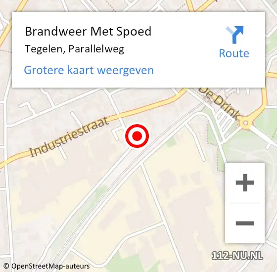 Locatie op kaart van de 112 melding: Brandweer Met Spoed Naar Tegelen, Parallelweg op 20 augustus 2022 21:03