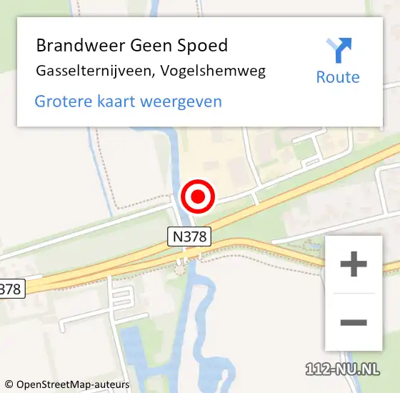 Locatie op kaart van de 112 melding: Brandweer Geen Spoed Naar Gasselternijveen, Vogelshemweg op 20 augustus 2022 21:13