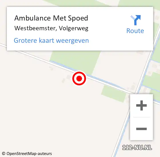 Locatie op kaart van de 112 melding: Ambulance Met Spoed Naar Westbeemster, Volgerweg op 20 augustus 2022 21:30