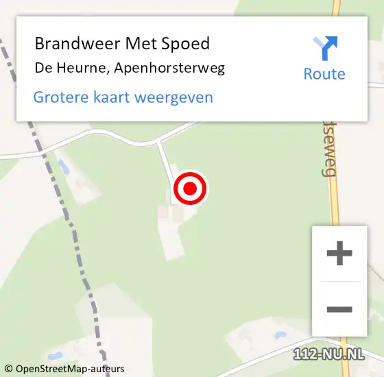 Locatie op kaart van de 112 melding: Brandweer Met Spoed Naar De Heurne, Apenhorsterweg op 20 augustus 2022 21:51