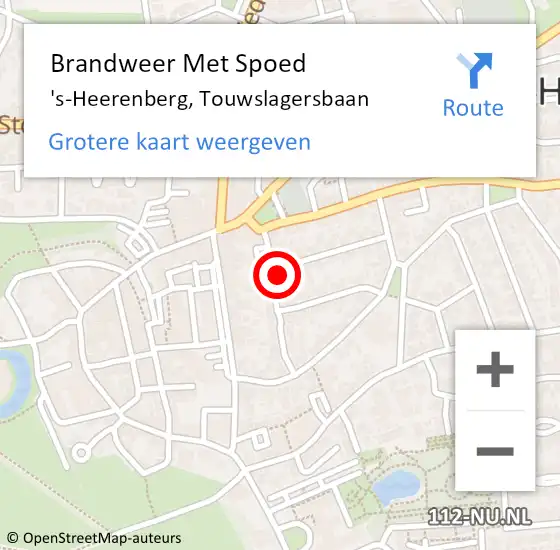 Locatie op kaart van de 112 melding: Brandweer Met Spoed Naar 's-Heerenberg, Touwslagersbaan op 20 augustus 2022 22:06
