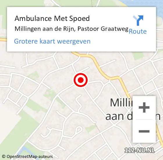 Locatie op kaart van de 112 melding: Ambulance Met Spoed Naar Millingen aan de Rijn, Pastoor Graatweg op 20 augustus 2022 22:26