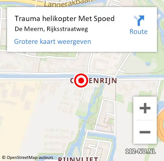 Locatie op kaart van de 112 melding: Trauma helikopter Met Spoed Naar De Meern, Rijksstraatweg op 20 augustus 2022 22:29