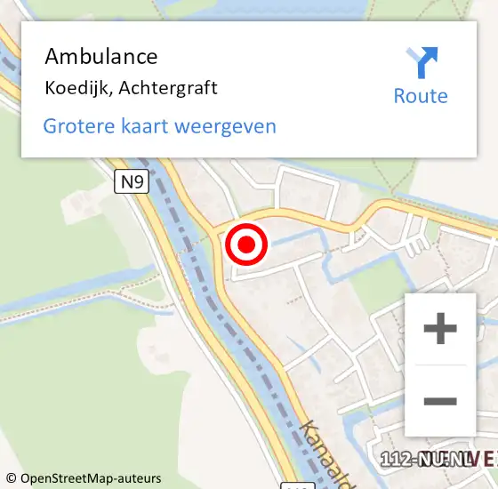 Locatie op kaart van de 112 melding: Ambulance Koedijk, Achtergraft op 20 augustus 2022 22:49