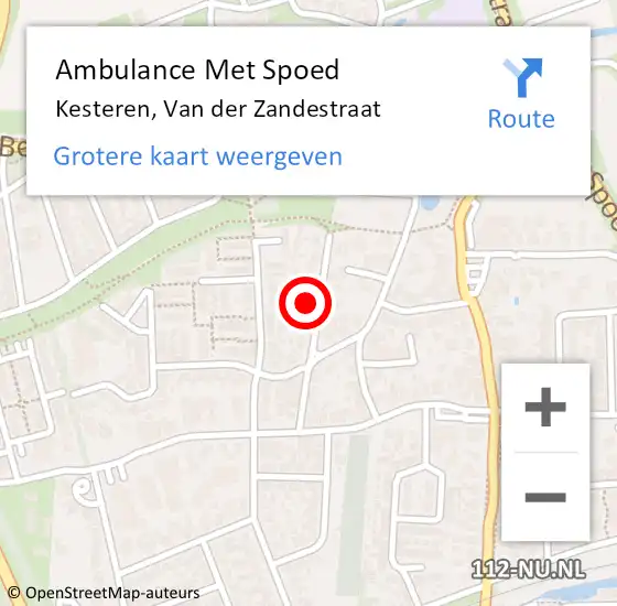 Locatie op kaart van de 112 melding: Ambulance Met Spoed Naar Kesteren, Van der Zandestraat op 20 augustus 2022 23:15