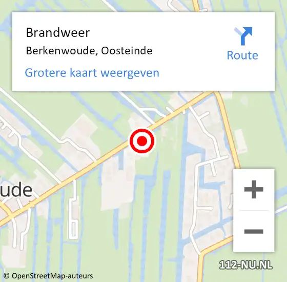 Locatie op kaart van de 112 melding: Brandweer Berkenwoude, Oosteinde op 20 augustus 2022 23:15