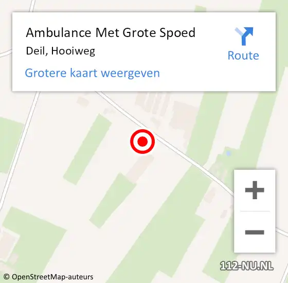 Locatie op kaart van de 112 melding: Ambulance Met Grote Spoed Naar Deil, Hooiweg op 20 augustus 2022 23:24