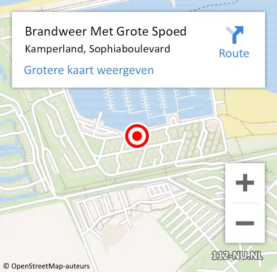 Locatie op kaart van de 112 melding: Brandweer Met Grote Spoed Naar Kamperland, Sophiaboulevard op 20 augustus 2022 23:40