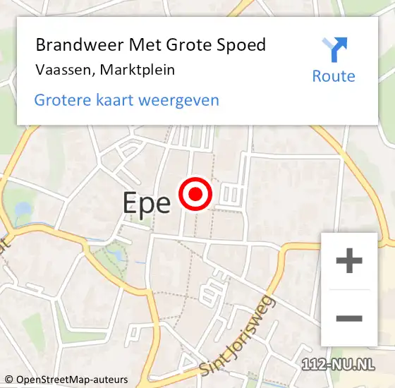 Locatie op kaart van de 112 melding: Brandweer Met Grote Spoed Naar Vaassen, Marktplein op 20 augustus 2022 23:51