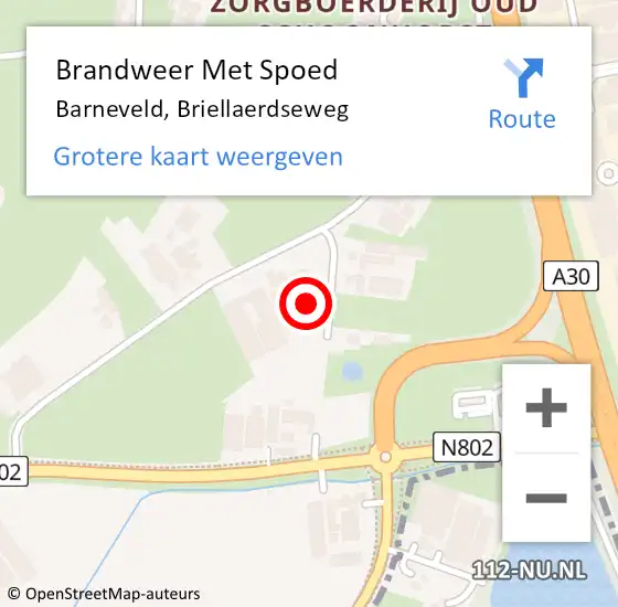 Locatie op kaart van de 112 melding: Brandweer Met Spoed Naar Barneveld, Briellaerdseweg op 21 augustus 2022 00:13