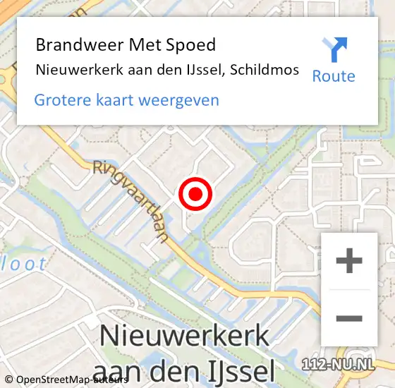 Locatie op kaart van de 112 melding: Brandweer Met Spoed Naar Nieuwerkerk aan den IJssel, Schildmos op 21 augustus 2022 00:14