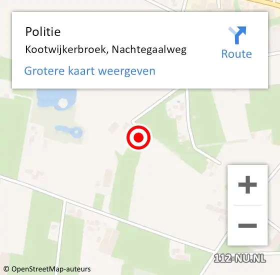 Locatie op kaart van de 112 melding: Politie Kootwijkerbroek, Nachtegaalweg op 21 augustus 2022 00:21