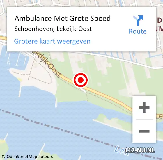 Locatie op kaart van de 112 melding: Ambulance Met Grote Spoed Naar Schoonhoven, Lekdijk-Oost op 21 augustus 2022 00:25