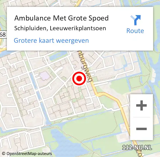 Locatie op kaart van de 112 melding: Ambulance Met Grote Spoed Naar Schipluiden, Leeuwerikplantsoen op 21 augustus 2022 00:36
