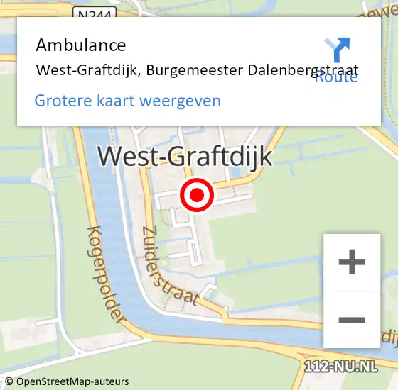 Locatie op kaart van de 112 melding: Ambulance West-Graftdijk, Burgemeester Dalenbergstraat op 21 augustus 2022 01:12