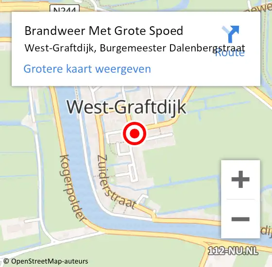 Locatie op kaart van de 112 melding: Brandweer Met Grote Spoed Naar West-Graftdijk, Burgemeester Dalenbergstraat op 21 augustus 2022 01:12