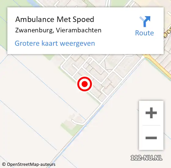 Locatie op kaart van de 112 melding: Ambulance Met Spoed Naar Zwanenburg, Vierambachten op 21 augustus 2022 01:13