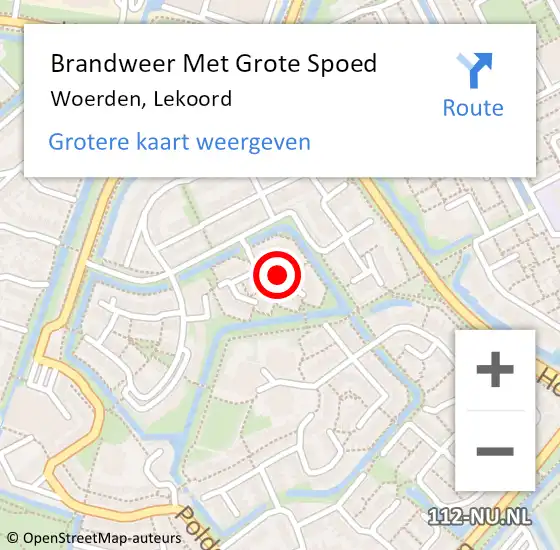 Locatie op kaart van de 112 melding: Brandweer Met Grote Spoed Naar Woerden, Lekoord op 21 augustus 2022 01:23