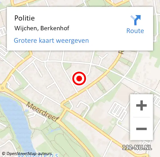 Locatie op kaart van de 112 melding: Politie Wijchen, Berkenhof op 21 augustus 2022 01:27