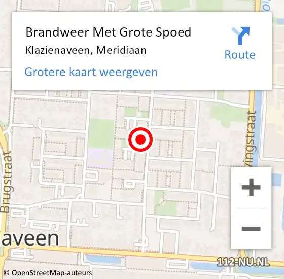 Locatie op kaart van de 112 melding: Brandweer Met Grote Spoed Naar Klazienaveen, Meridiaan op 21 augustus 2022 01:34