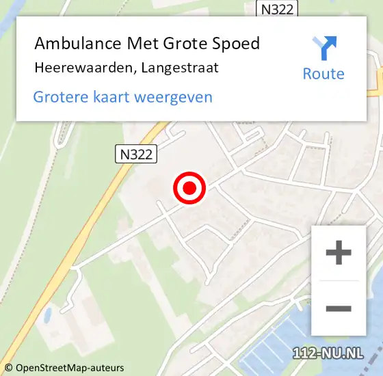 Locatie op kaart van de 112 melding: Ambulance Met Grote Spoed Naar Heerewaarden, Langestraat op 21 augustus 2022 02:31