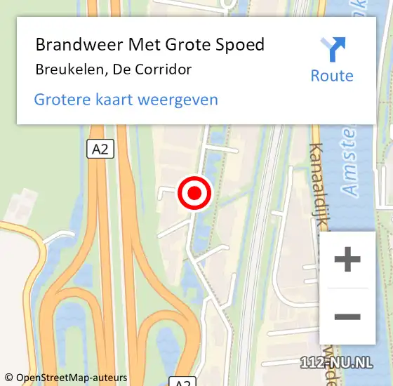 Locatie op kaart van de 112 melding: Brandweer Met Grote Spoed Naar Breukelen, De Corridor op 27 juli 2014 03:26