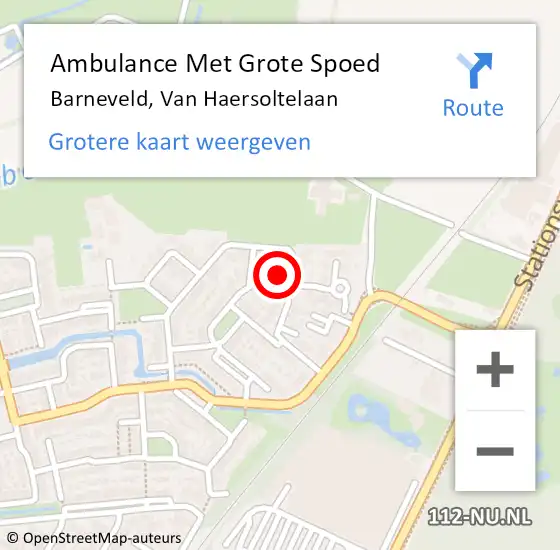 Locatie op kaart van de 112 melding: Ambulance Met Grote Spoed Naar Barneveld, Van Haersoltelaan op 21 augustus 2022 02:54