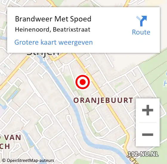 Locatie op kaart van de 112 melding: Brandweer Met Spoed Naar Heinenoord, Beatrixstraat op 21 augustus 2022 03:03