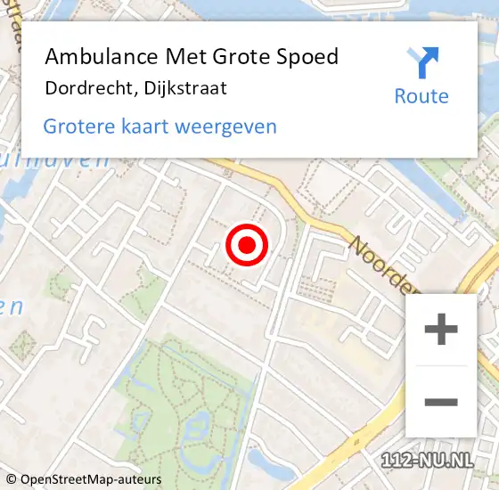 Locatie op kaart van de 112 melding: Ambulance Met Grote Spoed Naar Dordrecht, Dijkstraat op 21 augustus 2022 03:27