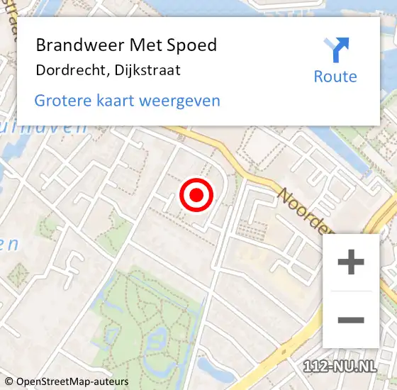 Locatie op kaart van de 112 melding: Brandweer Met Spoed Naar Dordrecht, Dijkstraat op 21 augustus 2022 03:28