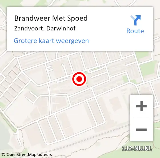 Locatie op kaart van de 112 melding: Brandweer Met Spoed Naar Zandvoort, Darwinhof op 21 augustus 2022 03:33