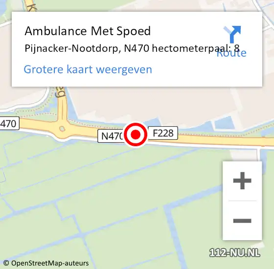 Locatie op kaart van de 112 melding: Ambulance Met Spoed Naar Pijnacker-Nootdorp, N470 hectometerpaal: 8 op 21 augustus 2022 03:36