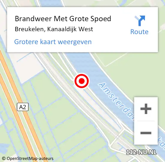 Locatie op kaart van de 112 melding: Brandweer Met Grote Spoed Naar Breukelen, Kanaaldijk West op 27 juli 2014 03:33