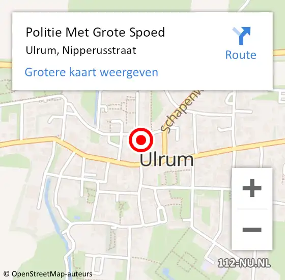 Locatie op kaart van de 112 melding: Politie Met Grote Spoed Naar Ulrum, Nipperusstraat op 21 augustus 2022 03:45