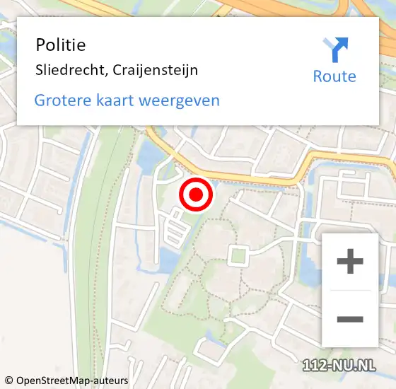 Locatie op kaart van de 112 melding: Politie Sliedrecht, Craijensteijn op 21 augustus 2022 04:14