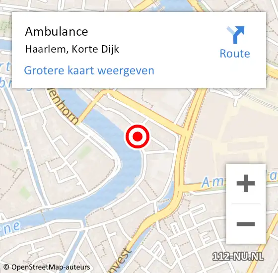 Locatie op kaart van de 112 melding: Ambulance Haarlem, Korte Dijk op 21 augustus 2022 04:30