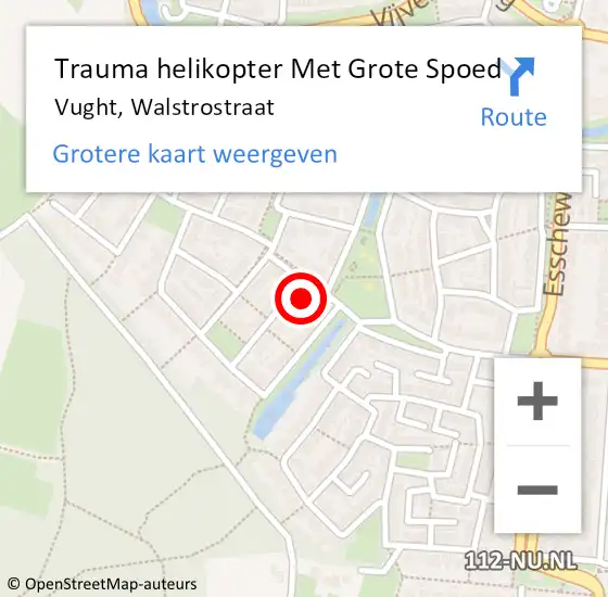 Locatie op kaart van de 112 melding: Trauma helikopter Met Grote Spoed Naar Vught, Walstrostraat op 21 augustus 2022 05:44