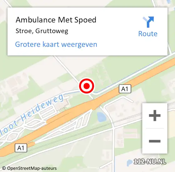 Locatie op kaart van de 112 melding: Ambulance Met Spoed Naar Stroe, Gruttoweg op 21 augustus 2022 06:35