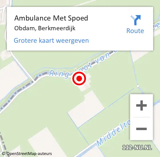 Locatie op kaart van de 112 melding: Ambulance Met Spoed Naar Obdam, Berkmeerdijk op 21 augustus 2022 06:44