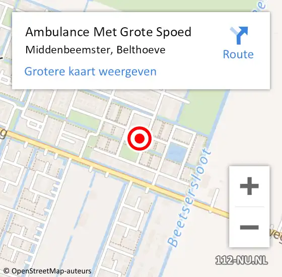 Locatie op kaart van de 112 melding: Ambulance Met Grote Spoed Naar Middenbeemster, Belthoeve op 21 augustus 2022 06:53