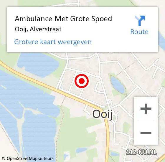 Locatie op kaart van de 112 melding: Ambulance Met Grote Spoed Naar Ooij, Alverstraat op 21 augustus 2022 07:10