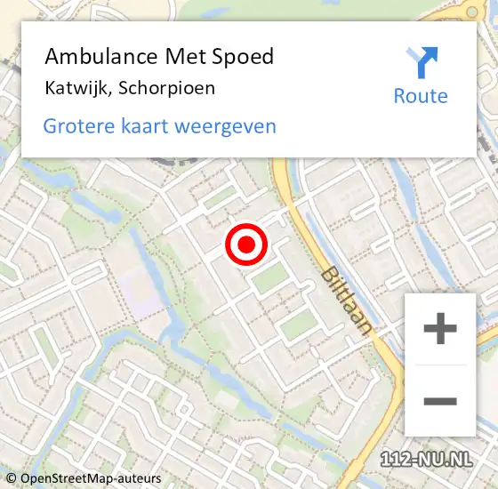 Locatie op kaart van de 112 melding: Ambulance Met Spoed Naar Katwijk, Schorpioen op 21 augustus 2022 08:22