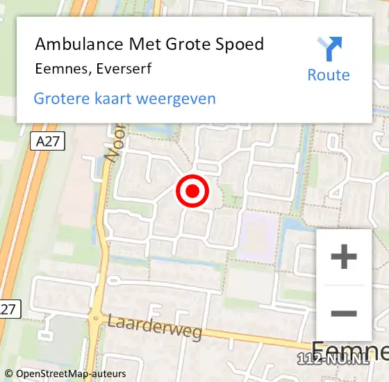 Locatie op kaart van de 112 melding: Ambulance Met Grote Spoed Naar Eemnes, Everserf op 27 juli 2014 03:53