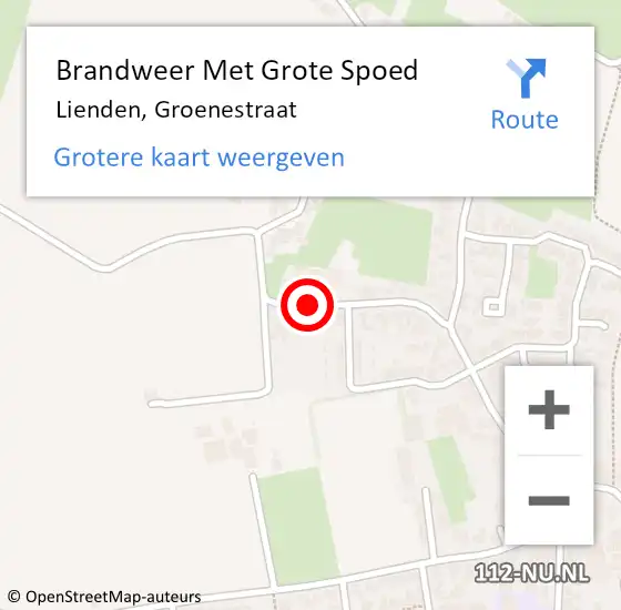 Locatie op kaart van de 112 melding: Brandweer Met Grote Spoed Naar Lienden, Groenestraat op 21 augustus 2022 08:53